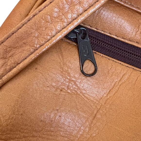 VTG 80’s Biker Preppy Hippie Boho Genuine Leather Hobo Backpack Leather Brown - Picture 5 of 11